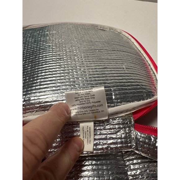 Thirty-One Chillicious THERMAL Zipper Lunchbox Cream With Pink Polka Dots - Picture 10 of 10